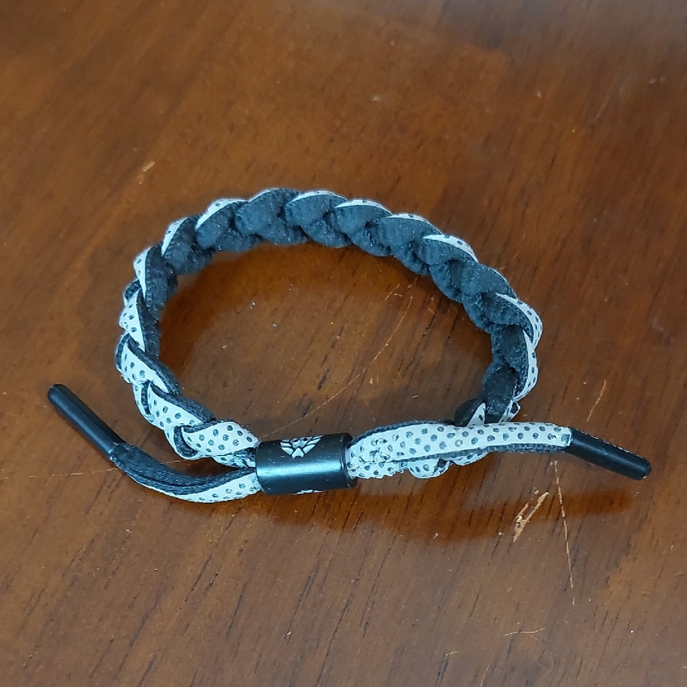 Rastaclat Black Silver Dotted Print Braide Shoelace Bracelet OSFM Unisex